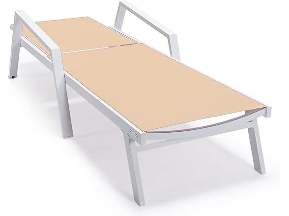 LeisureMod MLAW-77LBR Marlin Chaise Lounge Light Brown