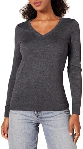 Amazon Essentials Women's Regular-Fit Lightweight Long-Sleeve V-Neck Sweater (Available in Plus Size), Charcoal Heather, 5X