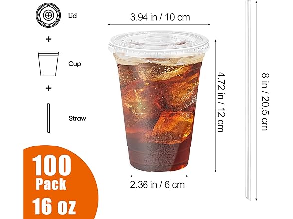 Fogein 16 oz Plastic Cups