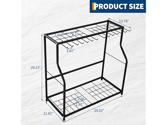 Garden Tool Organizer 2 Tier Yard Storage Rack 