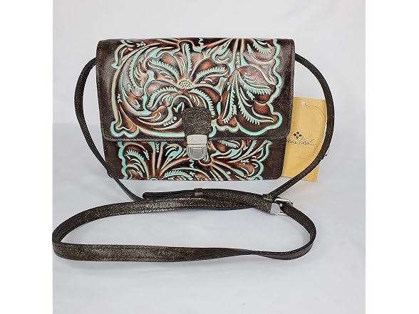 Patricia Nash WOMEN'S TOOLED COLLECTION LAURENTINA MEDIUM LEATHER CROSSBODY BAG PURSE