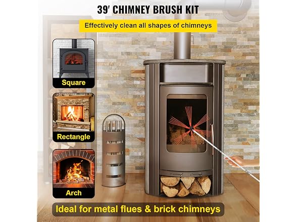 Chimney Sweep Kit 39FT Length, Chimney Brush Kit