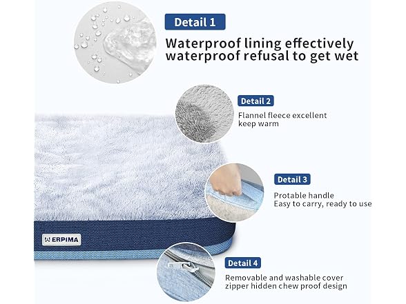 ERPIMA Dog Bed Mat Dog Crate Pad Mattress Reversible