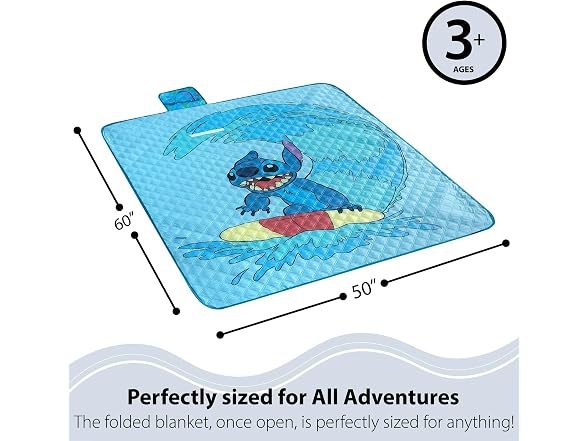 Disney Stitch Surf Kids Travel Mat for Indoor/Outdoor Use