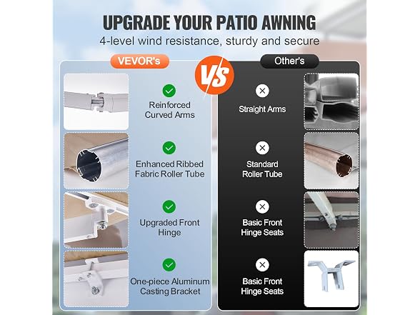 Manual Retractable Awning, 8 x 7 ft Outdoor