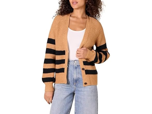 Camel Heather Black Stripe