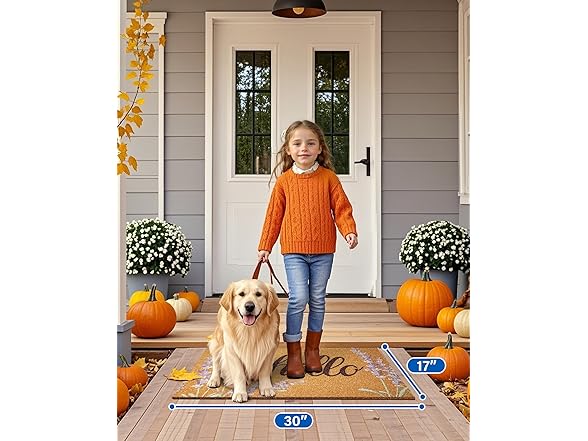 Coir Welcome Mat Floral 17x30