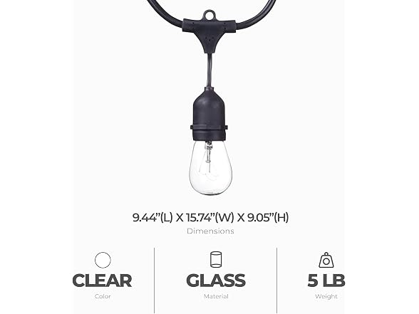 Globe Electric Dublin Collection, 48', S14, LED String Light Set