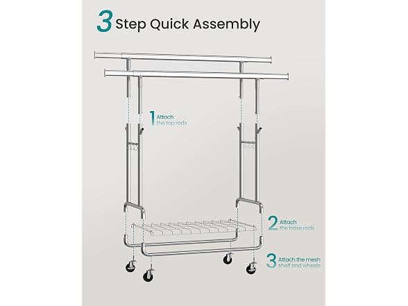 SONGMICS Clothes Rack Silver Double Rod