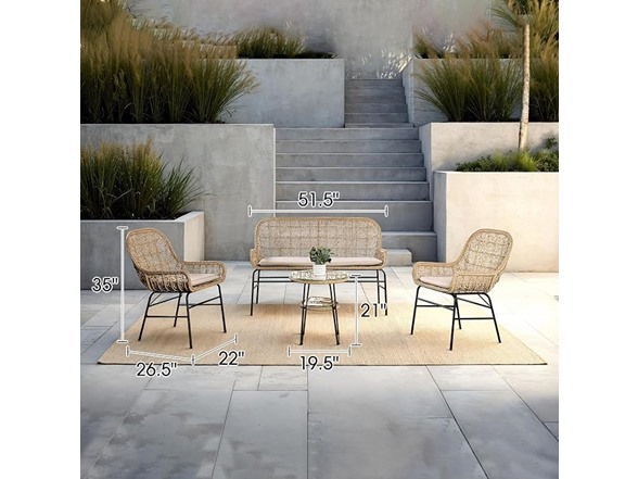 Parrot Uncle Large 3 Piece Patio Furniture Set