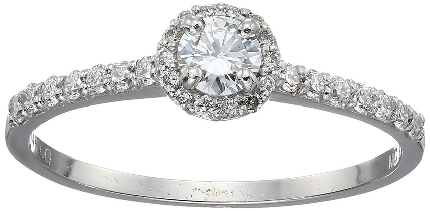 Amazon Essentials Women Ring Halo White Gold - Gallery 2