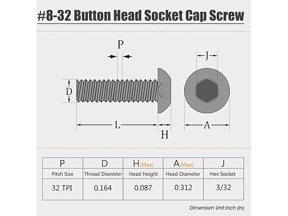 #8-32x1/4 Button Head Screws 50pc