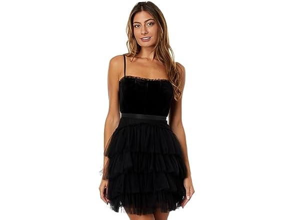 Betsy & Adam Velvet/Mesh Party Dress