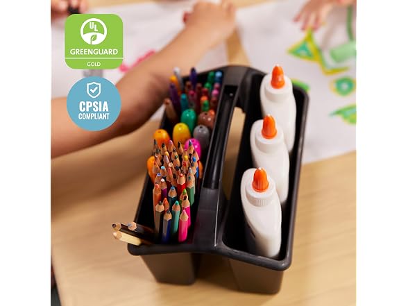 ECR4Kids 4-Compartment Small Storage Caddy Organizer, 6-Pack, Black