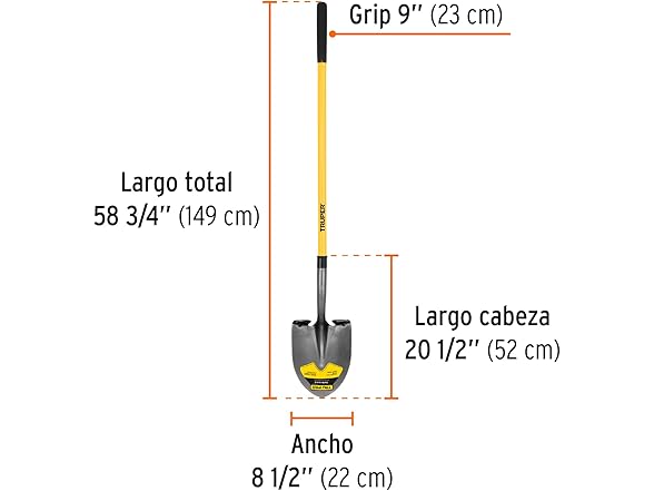 TRUPER PRL-F Handle Round Point Shovels Fiberglass