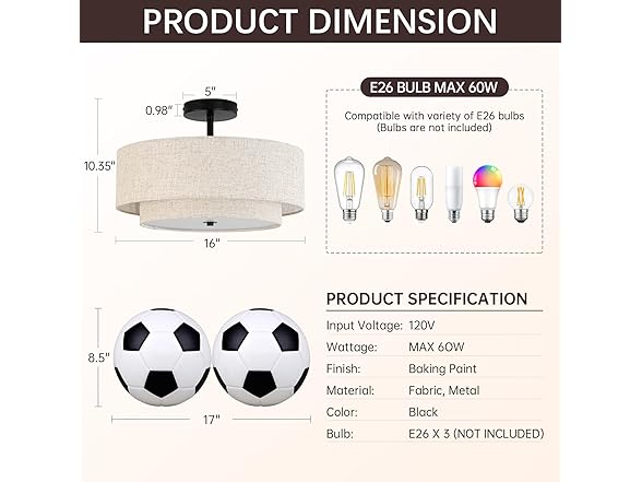 Semi Flush Mount Ceiling Light