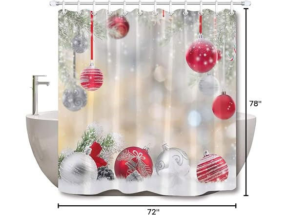LB Christmas Shower Curtains for Bathroom Christmas Ball