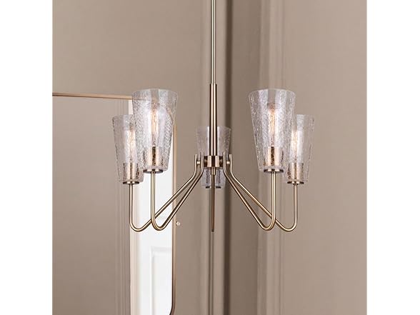 5-Light Chandelier Gold Crackle Glass
