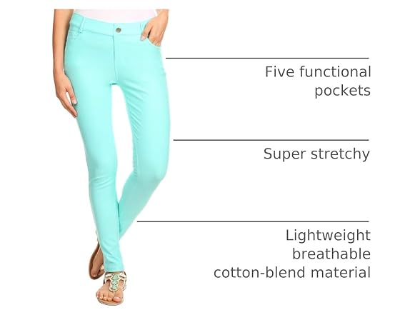 Yelete Women (S) Basic Five Pocket Pants Turquoise