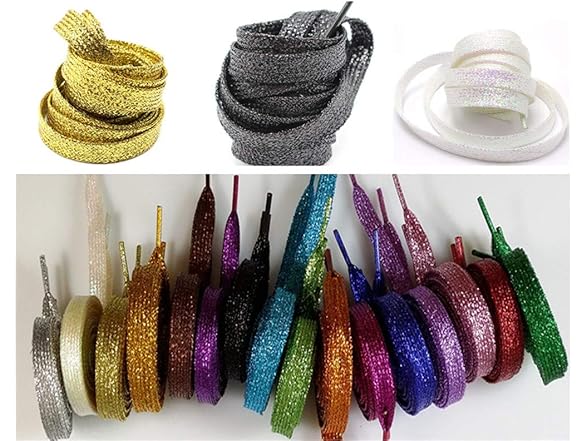 Ximkee 2 Pairs Shiny Gold Shoelaces