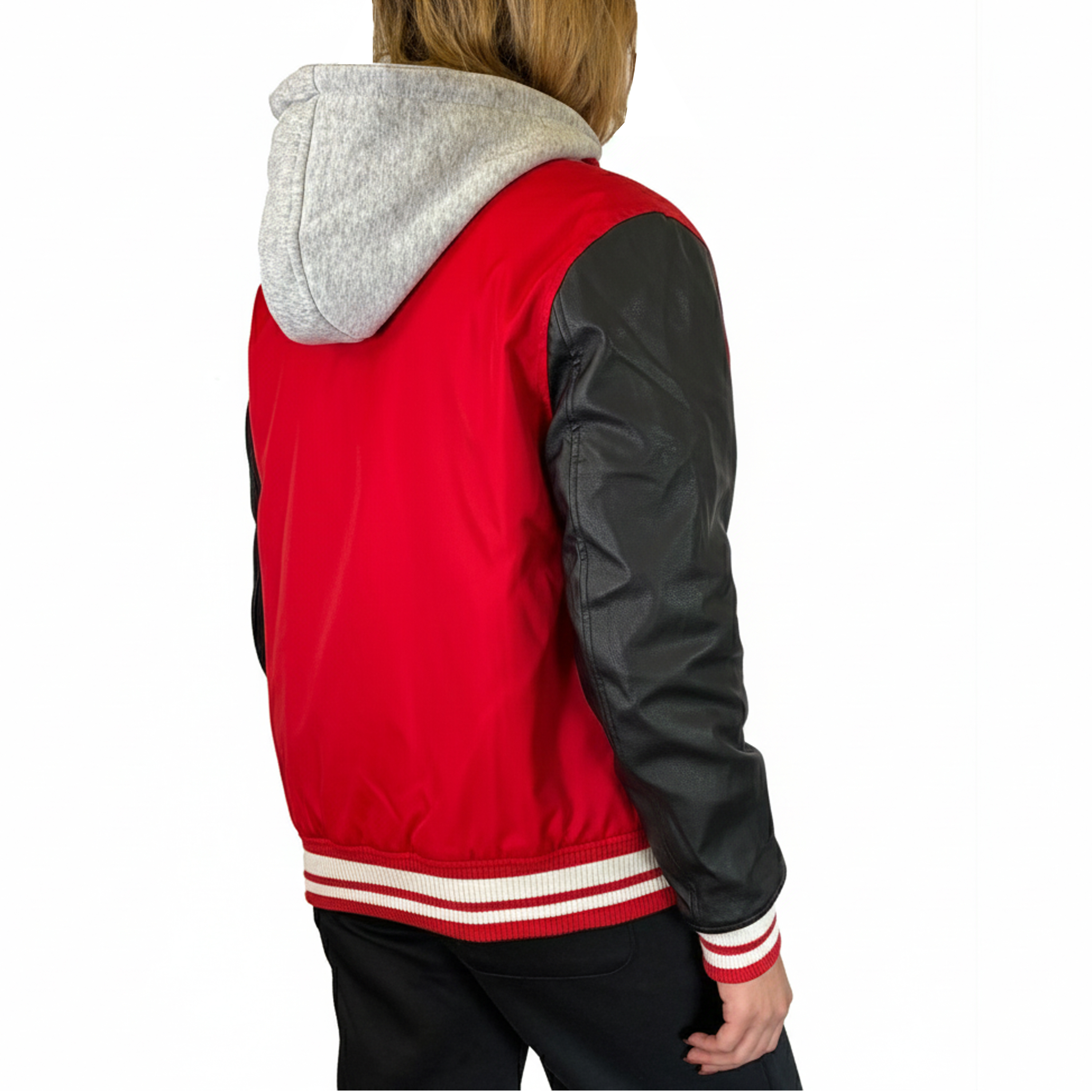Womens Oversized Heavyweight Hooded Varsity Jacket - Gallery 32