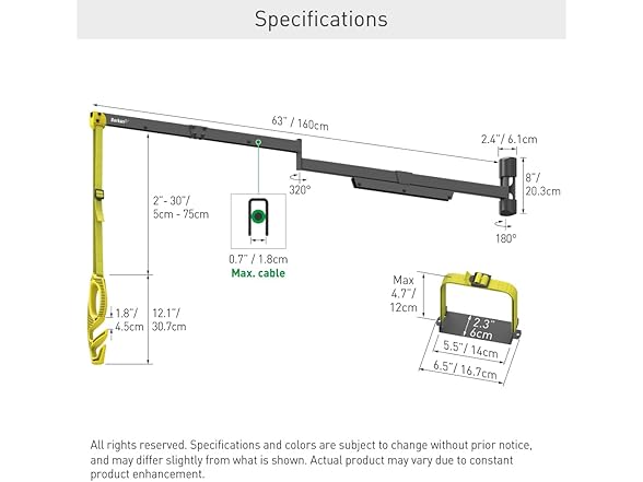Barkan EV160WM2 63" EV Charging Cable Wall Arm