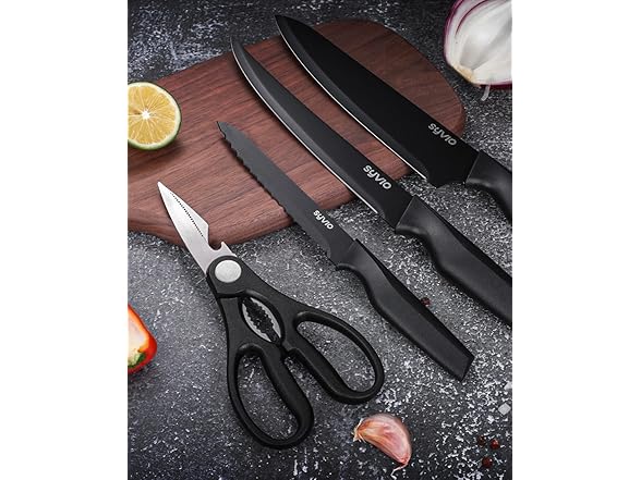 Syvio 15 Pcs Kitchen Knife Set Block