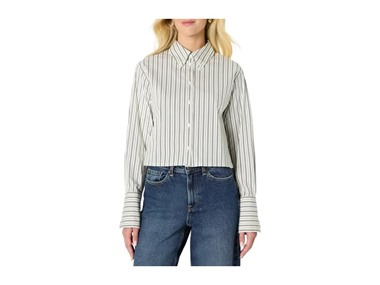 $7.99, Was $24.90, 67% Off! Amazon Essentials Women Oversized Cropped Shirt dealfomo