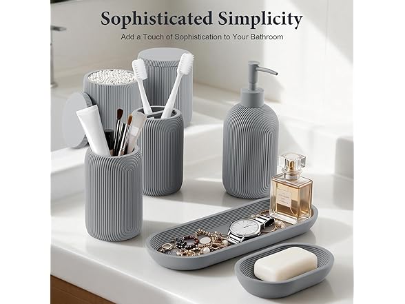 Z ZONAMA Grey Resin Bathroom Set