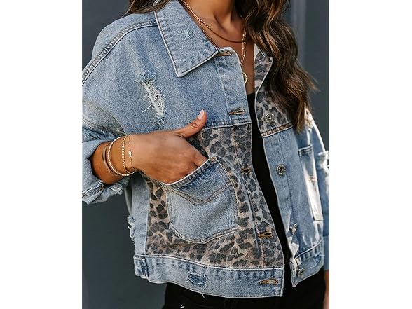 Chouyatou Women (XL) Spliced Ripped Jacket Coat