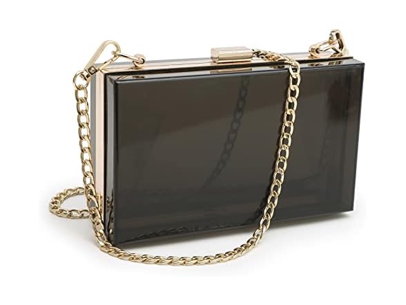 SharPlus Cute Acrylic Box Clutch Purse Beach Handbags for Women Shoulder Cross-Body Bag For School Party Prom Bridal (Black)
