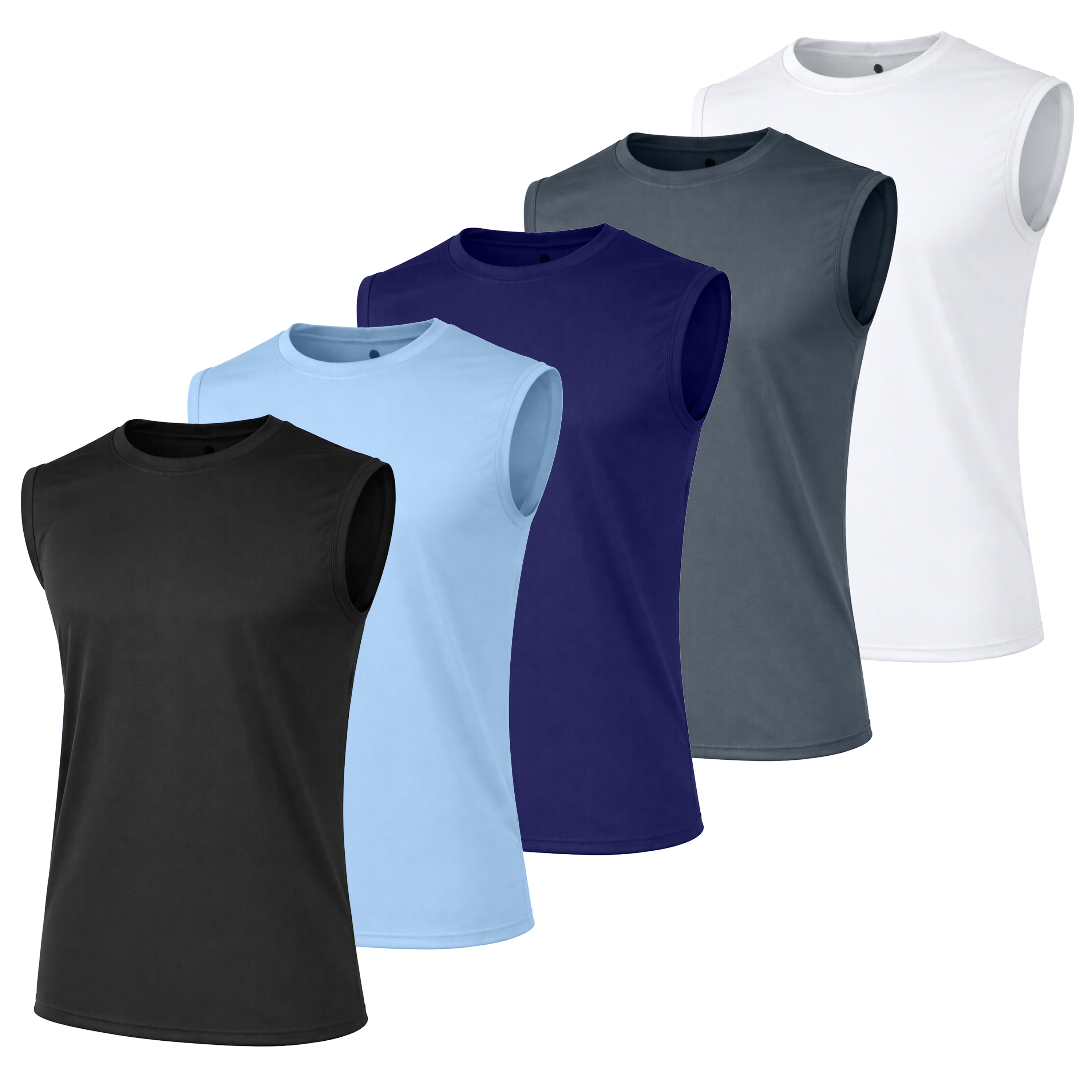 5-Pk Mens Moisture Wicking Muscle Tee - Gallery 9