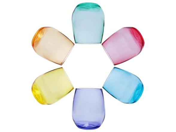 InSol Set of 6 Colored Wine Glasses