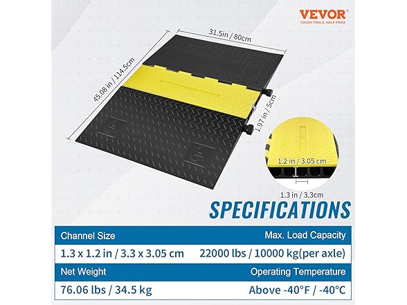 VEVOR Rubber Cable Guard - 5-Channel