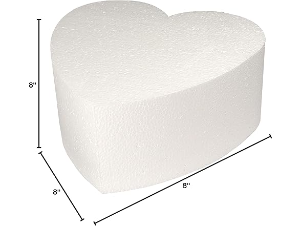 Taylor Foam Heart Cake Dummy, Styrene, 8