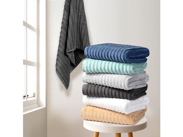 Bibb Home 6PCWAVTOW 6 шт. Полотенце из египетского хлопка в рубчик S