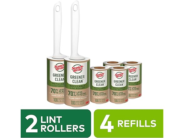 Scotch-Brite Lint Roller 2 Roller, 4 Refills