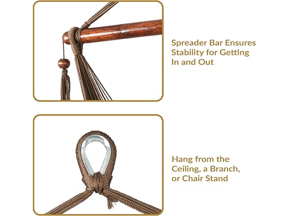 Sunnydaze Outdoor Hammock Chair Swing Mocha Brown - Gallery 3