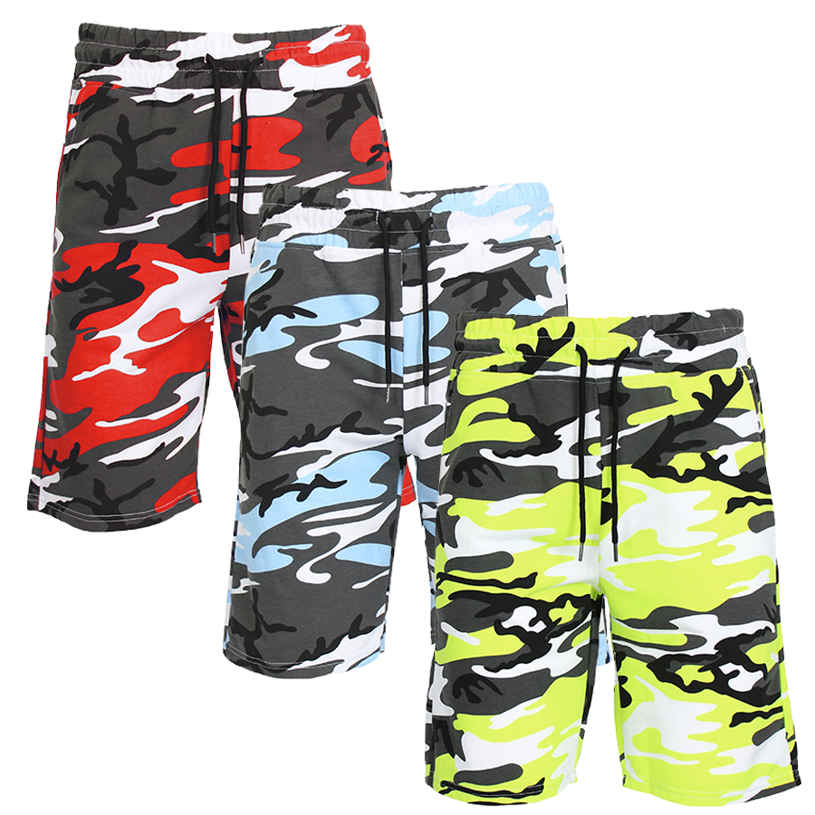 1 & 3Pk Mens French Terry Camo Shorts - Gallery 25