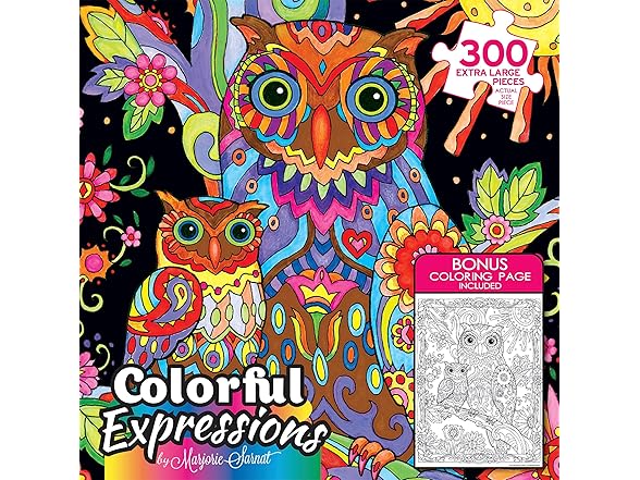 Colorful Expresions Owl and Baby by Night 300XL Piece Puzzle