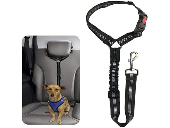 (2 Pack) 3-in-1 Pet Dog Cat Seat Belt