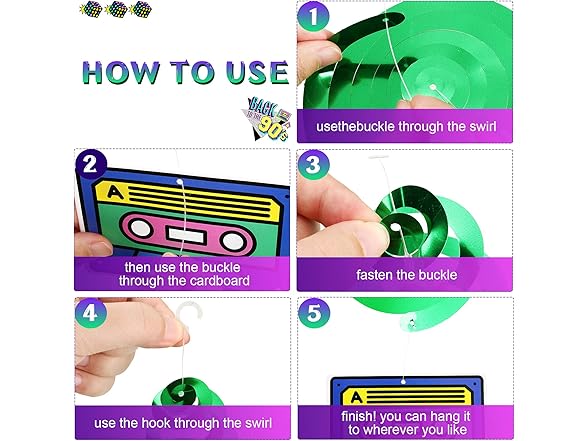 96 Pcs 90s Theme Party Decorations Kit