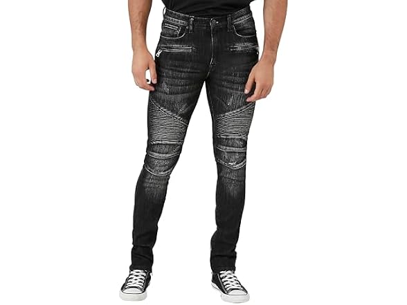 Forever 21 (32) Stretch-Denim Moto Skinny Jeans