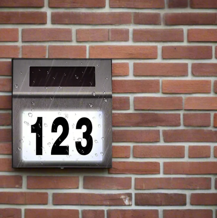Solar LED Address Sign, Stainless Steel - Gallery 23