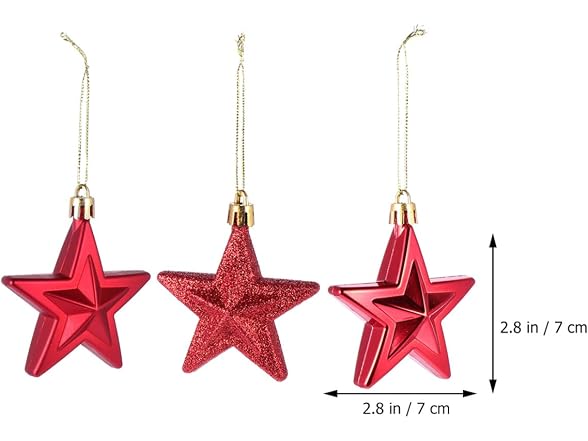 ABOOFAN 18Pcs Christmas Tree Hanging Ornaments Glitter Star
