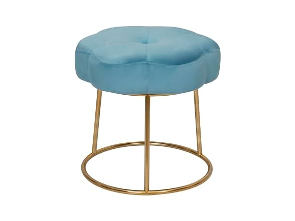 Linon Talulah Light Blue and Gold Vanity and Accent Stool