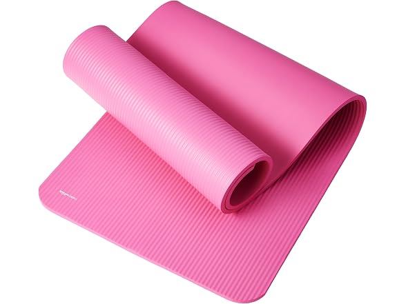 Amazon Basics 1/2 Inch Extra Thick Exercise Yoga Mat, Pink
