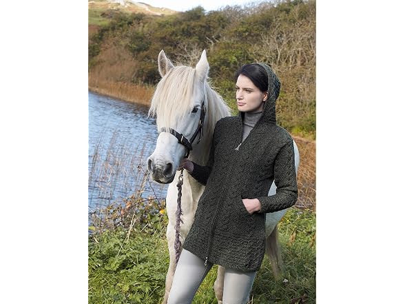 Aran Crafts Women (XS) Irish Cable Knitted Coat