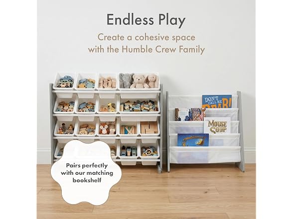 Humble Crew Kids Toy Organizer 16 Bins Grey