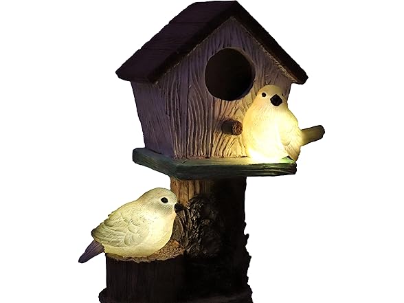 Sunnydaze Polyresin Bird House Outdoor Statue Planter
